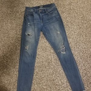 EXPRESS women's 6L distressed mid rise ankle legging